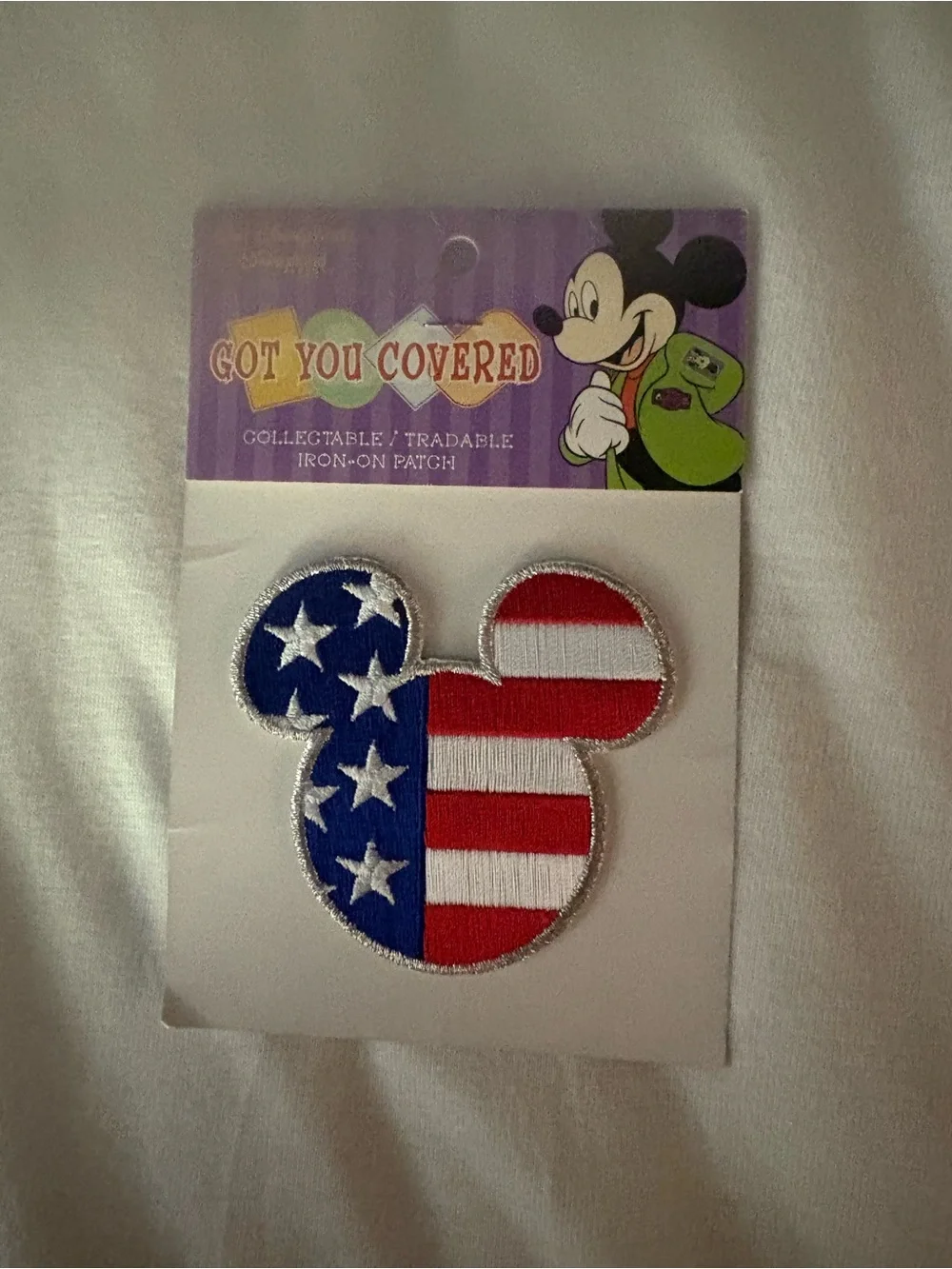 Disney Mickey Mouse USA Flag Iron-On Patch - Red, White & Blue